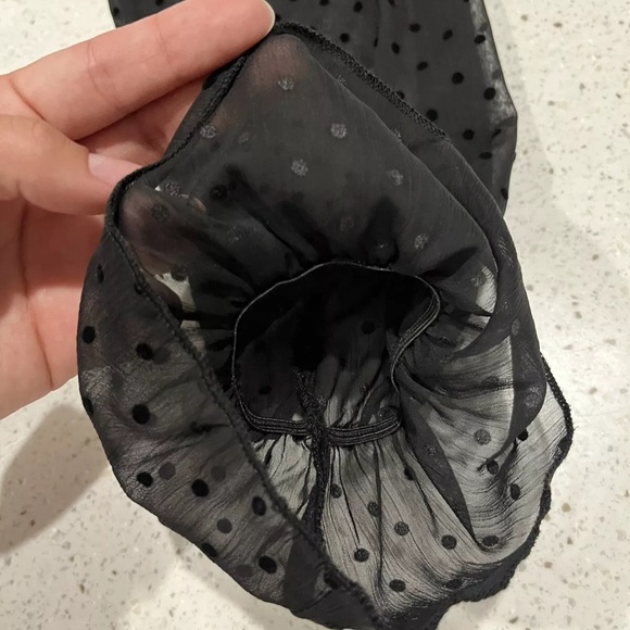 Zara Black Dotted Mesh Dress with Ruffles | Small - Picture 7 of 10